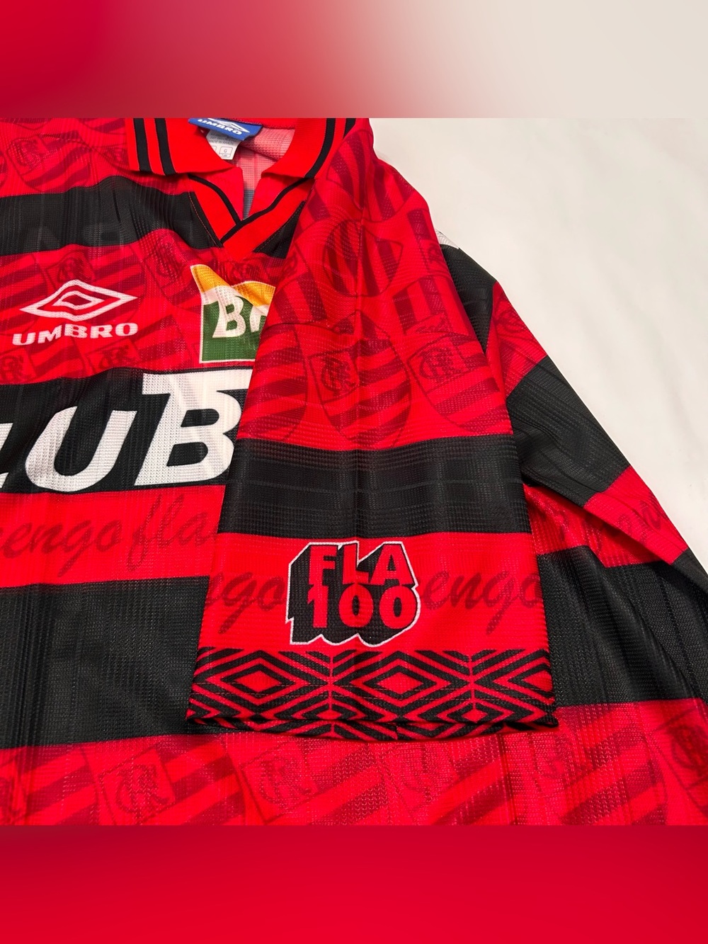 Vintage 90s Umbro 1995 Flamengo Brazil Home Football #7 Soccer Jersey Kit Large - Picture 3 of 7